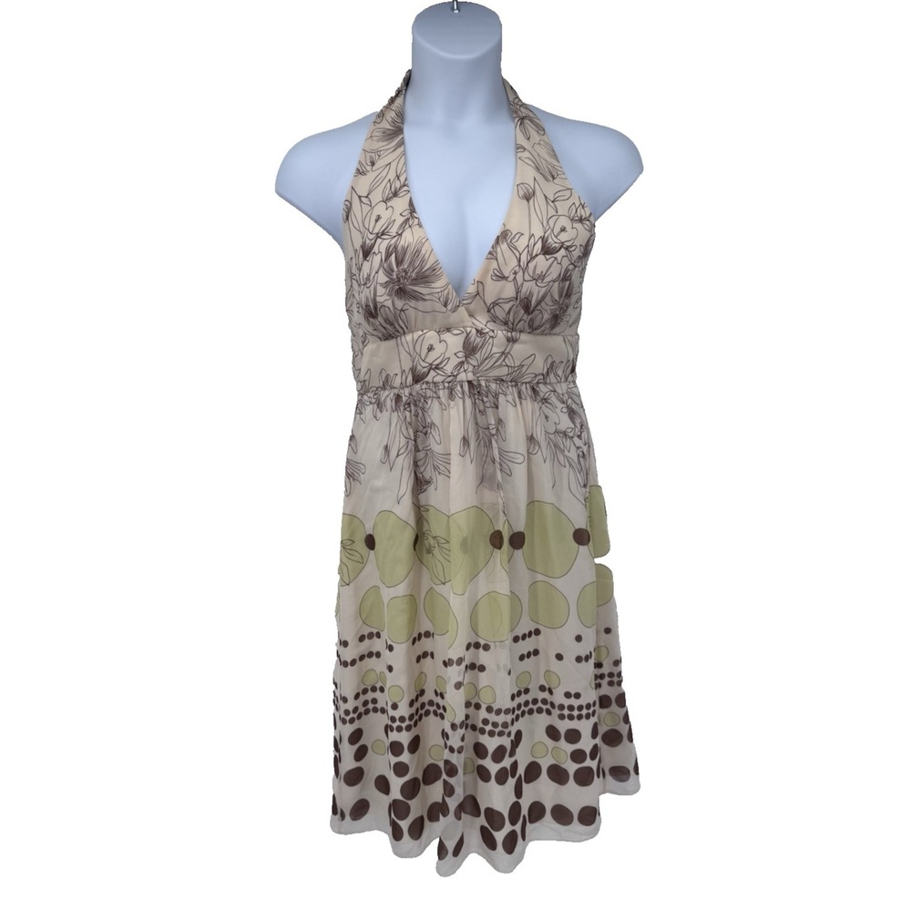 Max and Cleo Y2K Halter Neck Dress 12 Silk Garden party floral fairy cottage NWT